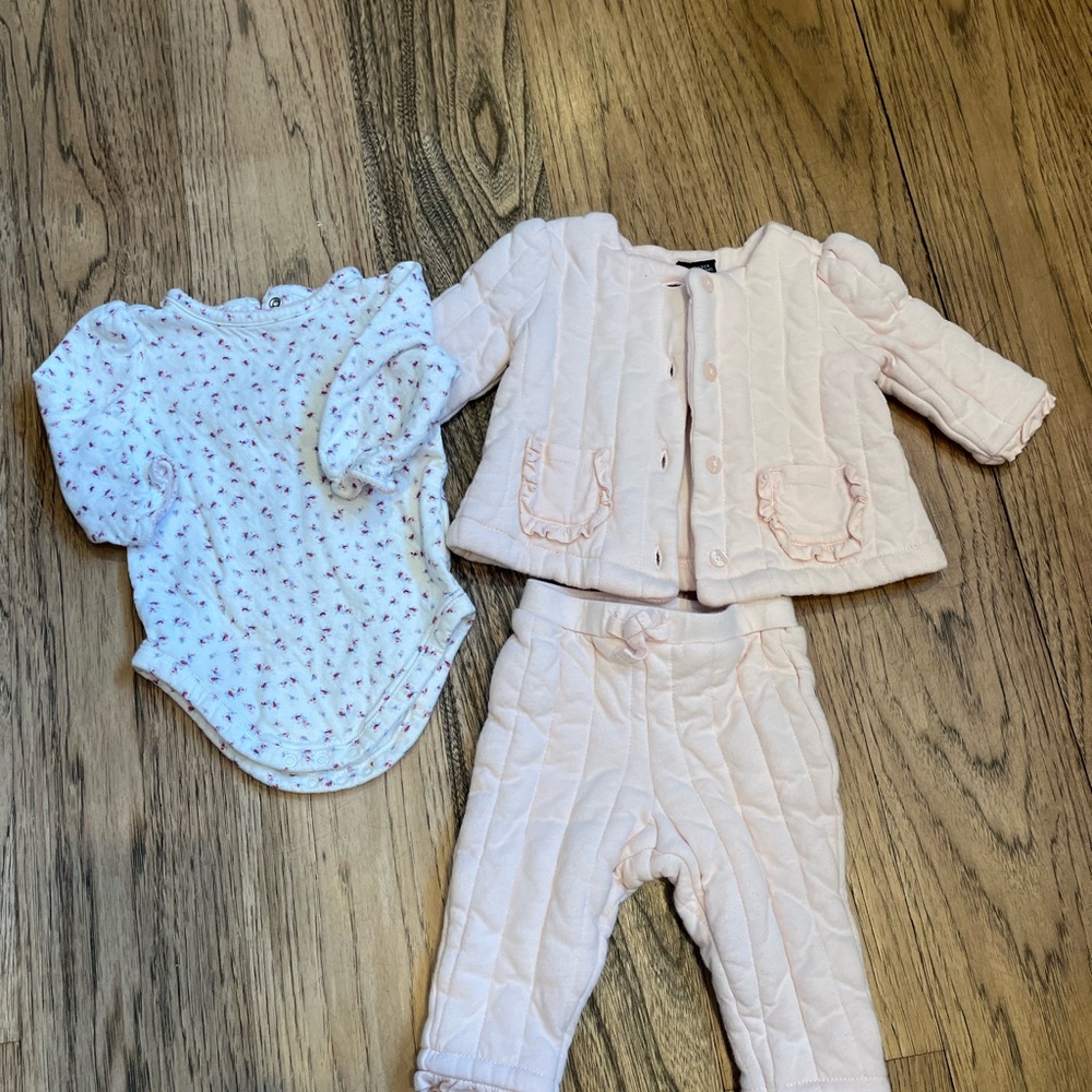 Janie and Jack Pink Quilted Baby Set